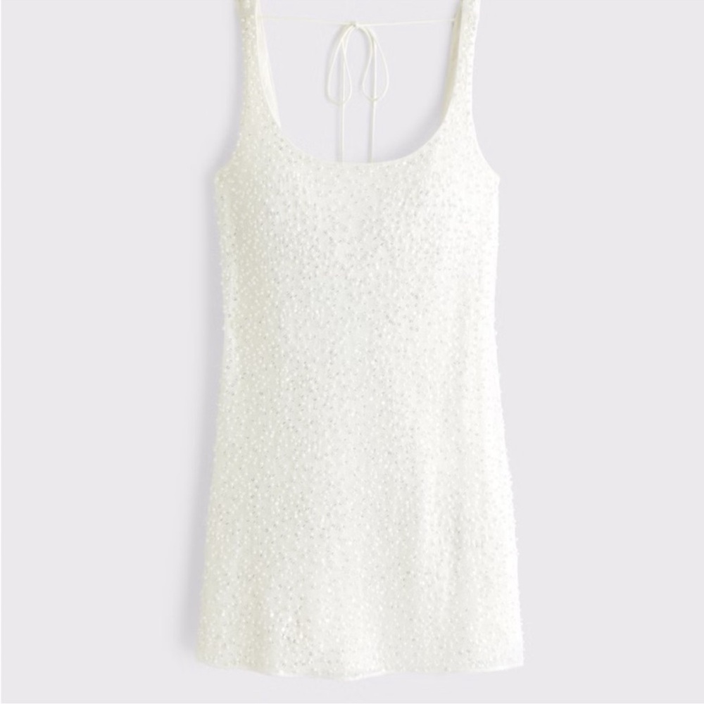 abercrombie embellished scoopneck white mini dress